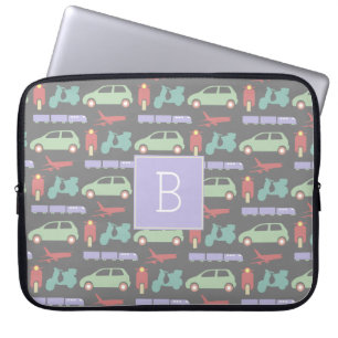 Färgfulla transportsätt - monogram för ikoner för  laptop fodral