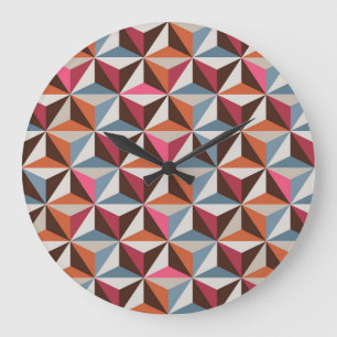 Färgfulla triangelplattor: Vintage Mosaic Stor Klocka