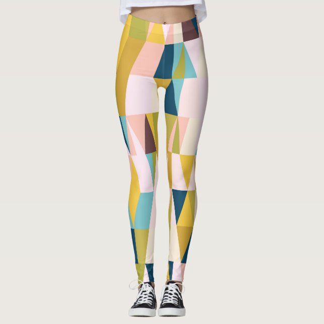 Färgfulla triangelplattor, vintagens bakgrund. leggings (Framsida)