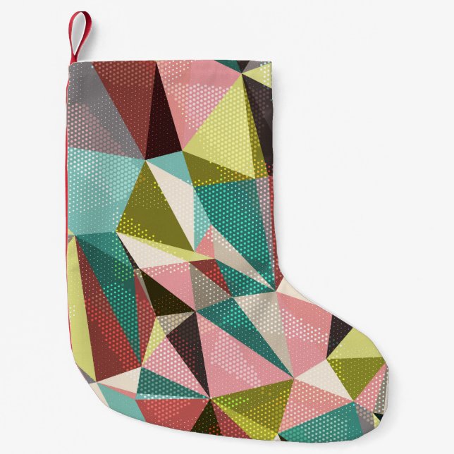 Färgfulla trianglar, Abstraktens geometriska forme Liten Julstrumpa (Framsidan)