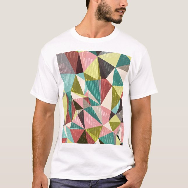Färgfulla trianglar, Abstraktens geometriska forme T Shirt (Framsida)