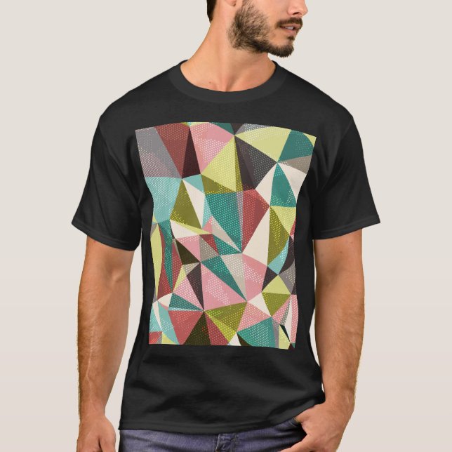Färgfulla trianglar, Abstraktens geometriska forme T Shirt (Framsida)