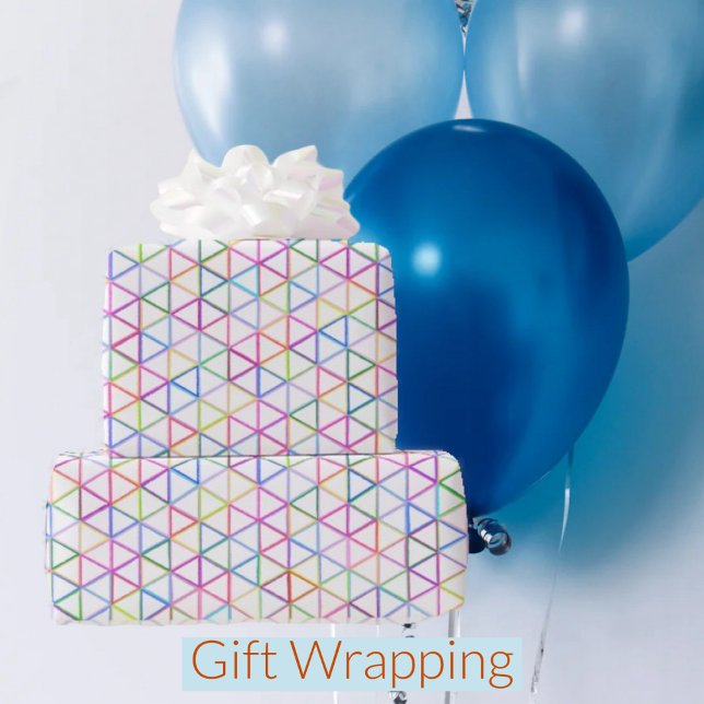Färgfulla trianglar Geometric Rainbow Presentpapper (Bright, Colorful Geometric Wrapping Paper for gifts for any celebration. #giftwrap #paper #gifts)