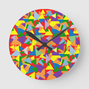 Färgfulla trianglar rund klocka
