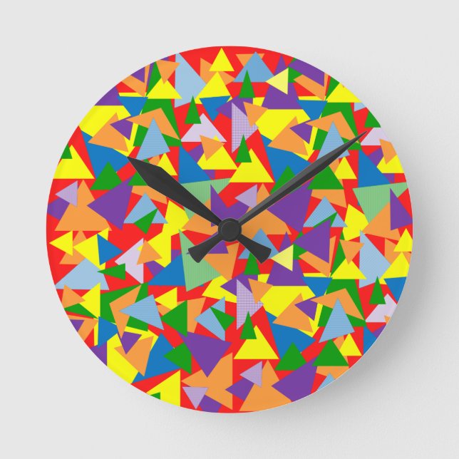 Färgfulla trianglar rund klocka (Framsida)