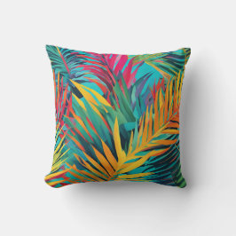Färgfulla Tropical Lövs Handflatan Fronts Kudde