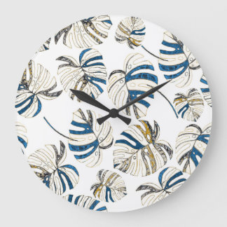 Färgfulla tropiska löv, moderna mönster. stor klocka