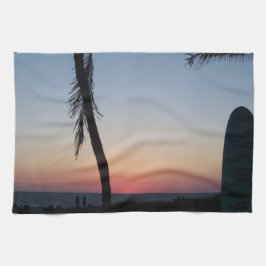 Färgfulla tropiska sollager på kökshanddukar