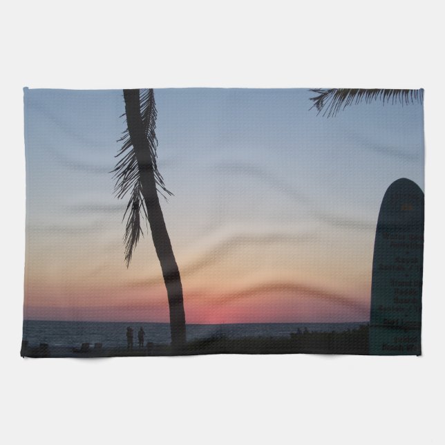 Färgfulla tropiska sollager på kökshanddukar (Horisontell)