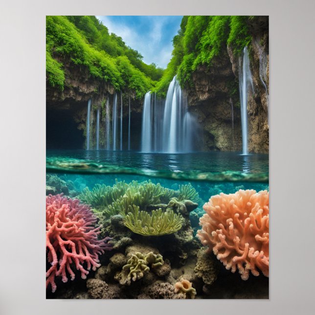 Färgfulla tropiska vattenfall poster (Framsidan)