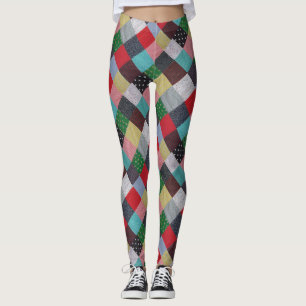 färgfulla vintagar med mönster leggings