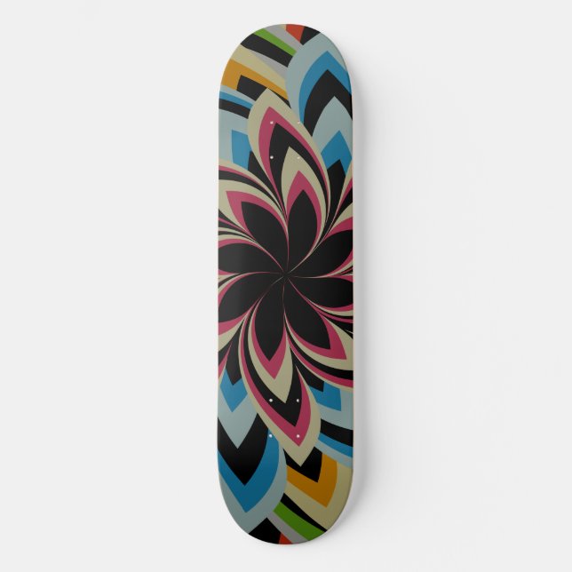FÄRGFULLA VIRVELBLOMMOR MINI SKATEBOARD BRÄDA 18,5 CM (Framsida)