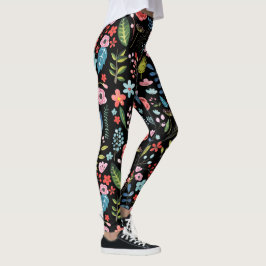 FärgfullBotaniskt Blad & Blommor Mönster Leggings