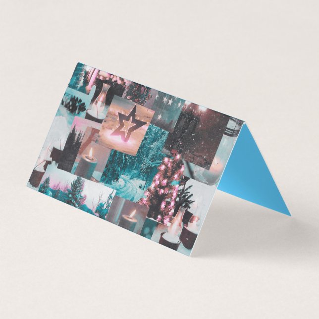 Färgfullt Aqua & Rosa julklapp, vikt kort (Framsida)