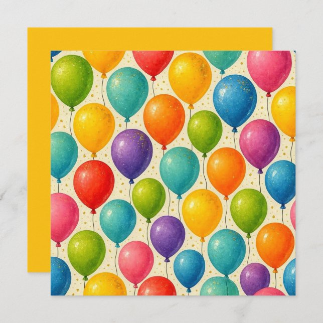 Färgfullt ballongfödelsedagskort! julkort (Fram/baksida)