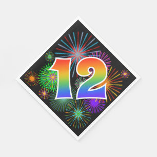 Färgfullt Fireworks + Rainbow Mönster "12" Händels Pappersservett