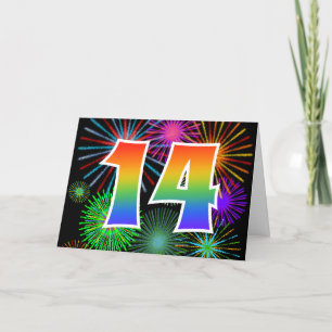 Färgfullt Fireworks + Rainbow Mönster "14" Händels Kort