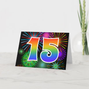 Färgfullt Fireworks + Rainbow Mönster "15" Händels Kort