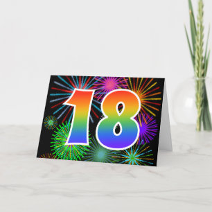 Färgfullt Fireworks + Rainbow Mönster "18" Händels Kort