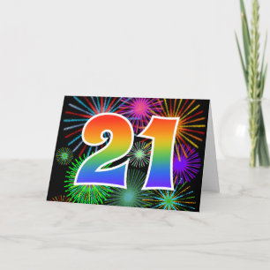Färgfullt Fireworks + Rainbow Mönster "21" Händels Kort