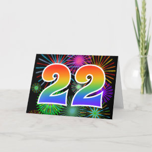 Färgfullt Fireworks + Rainbow Mönster "22", händel Kort