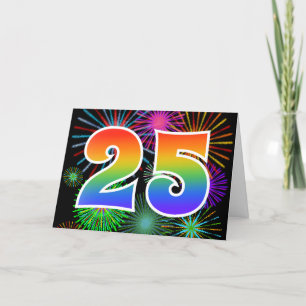Färgfullt Fireworks + Rainbow Mönster "25", händel Kort