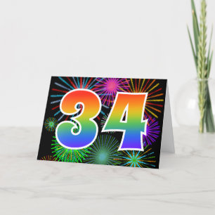 Färgfullt Fireworks + Rainbow Mönster "34" Händels Kort