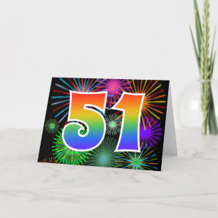 Färgfullt Fireworks + Rainbow Mönster "51" Händels Kort