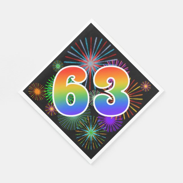 Färgfullt Fireworks + Rainbow Mönster "63", händel Pappersservett (Hörn)