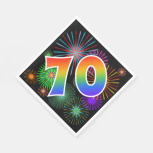 Färgfullt Fireworks + Rainbow Mönster "70", händel Pappersservett