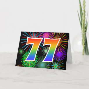 Färgfullt Fireworks + Rainbow Mönster "77", händel Kort