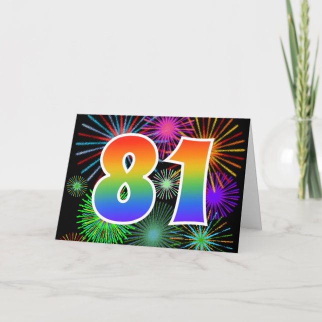 Färgfullt Fireworks + Rainbow Mönster "81" Händels Kort (Framsida)