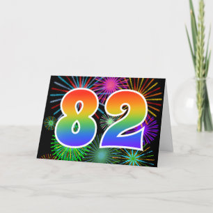 Färgfullt Fireworks + Rainbow Mönster "82", händel Kort