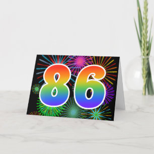 Färgfullt Fireworks + Rainbow Mönster "86" Händels Kort