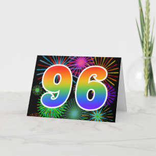 Färgfullt Fireworks + Rainbow Mönster "96" Händels Kort