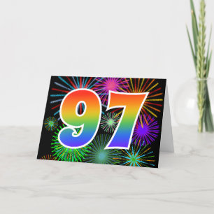 Färgfullt Fireworks + Rainbow Mönster "97" Händels Kort