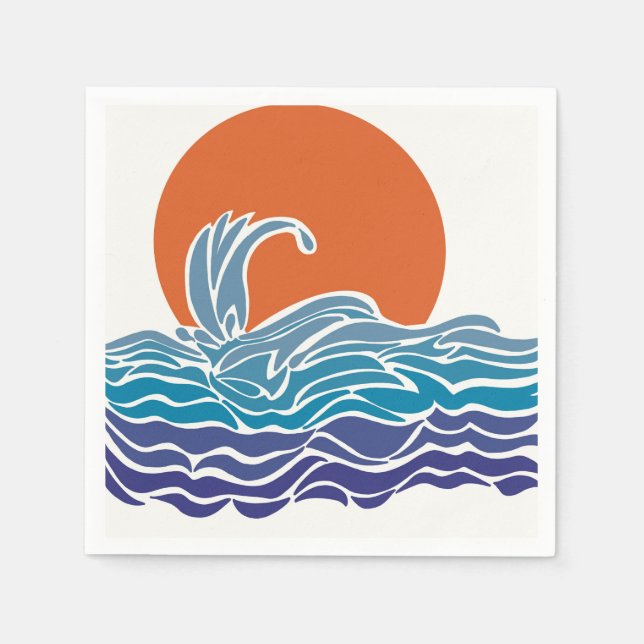 Färgfullt hav vinkart med vackert solnedgång pappersservett (Framsidan)