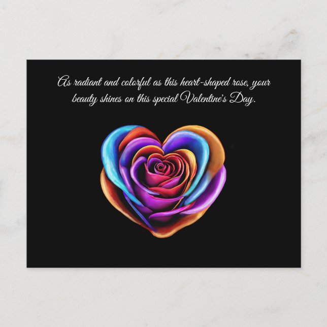 Färgfullt hjärtformat ros-valentin- vykort (Framsida)