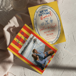 Färgfullt Illustrated Drawn Scribble Photo Bröllop Inbjudningar