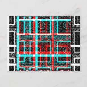Färgfullt kvadratiskt Maze-geometriskt kontrollera Vykort