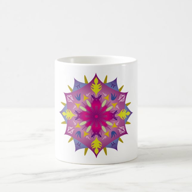Färgfullt Mandala Energy Wheel Flower Harmony Kaffemugg (Center)