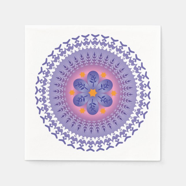 Färgfullt Mandala Energy Wheel Flower Harmony Pappersservett (Framsidan)