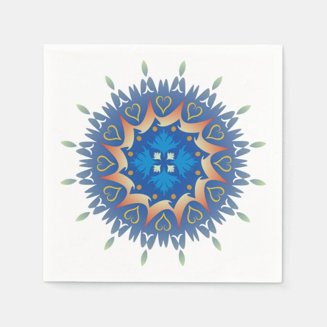 Färgfullt Mandala Energy Wheel Flower Harmony Pappersservett (Framsidan)