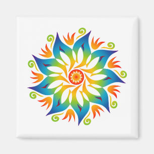 Färgfullt Mandala Flower Rainbow Energy Vibe Wheel Magnet