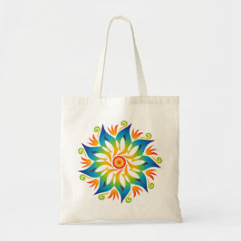 Färgfullt Mandala Flower Rainbow Energy Vibe Wheel Tygkasse