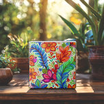 Färgfullt marockaninspirerat Blommönster Kakelplatta<br><div class="desc">Lägg till världsblomma och livfull konst i ditt hem med det här imponerande marockaninspirerade mönster. Sammanflätade former och känsliga motiv för blommigt tillsammans i ett iögonfallande kalejdoskop i färg, skapande en rik för utformning av kulturkarm och syndjup. Perfekt för att göra kök, badrum eller eclectiskt insida ljusare, denna dekorativa keramiska...</div>