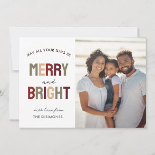 Färgfullt merry- och Bright Photo Helgdag Card Julkort