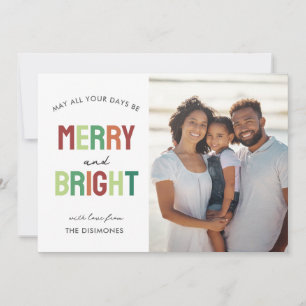 Färgfullt merry- och Bright Photo Helgdag Card Julkort