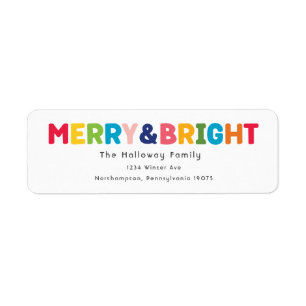 Färgfullt merry- och Bright Returadress-kuvert Returadress Etikett