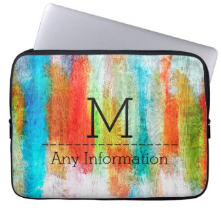 Färgfullt Modern Wood Grain Monogram #10 Laptop Fodral